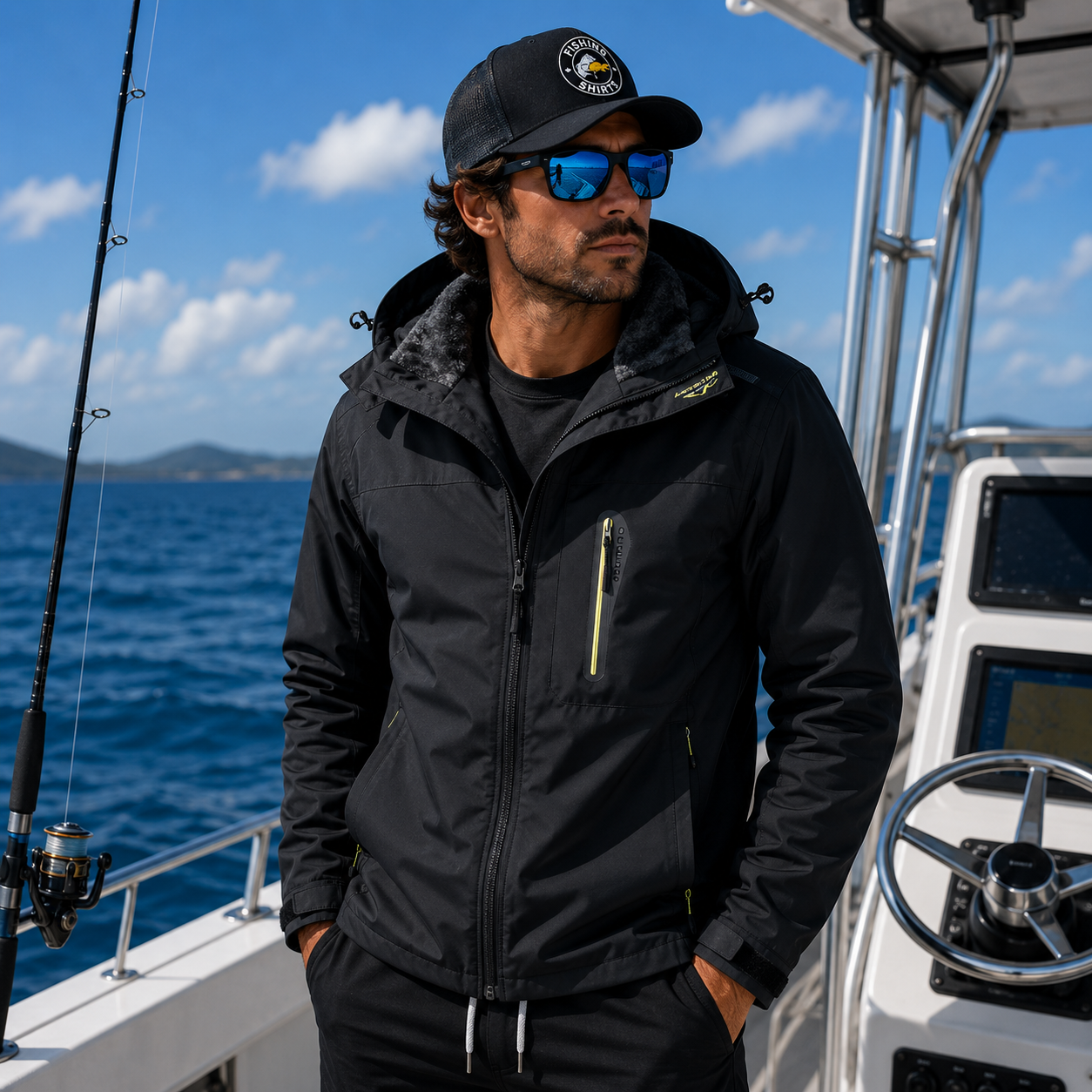 Premium fishing jacket in Black