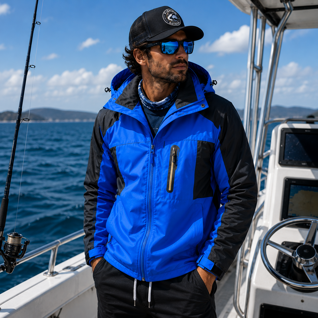 Premium fishing jacket in Blue