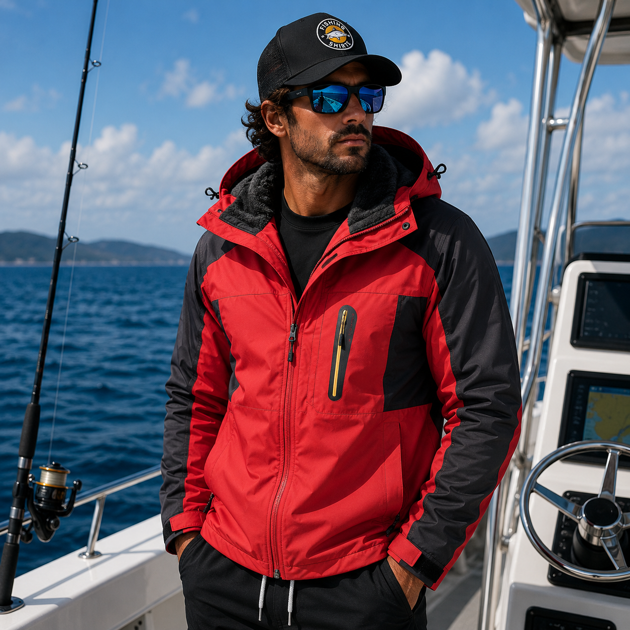 Premium fishing jacket in Red