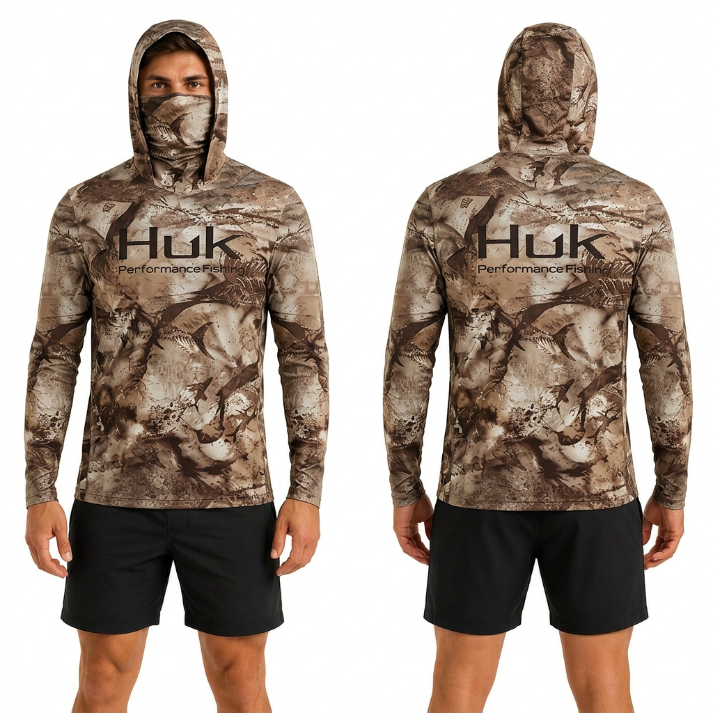 Bush Camo Hooded performance fishing shirt