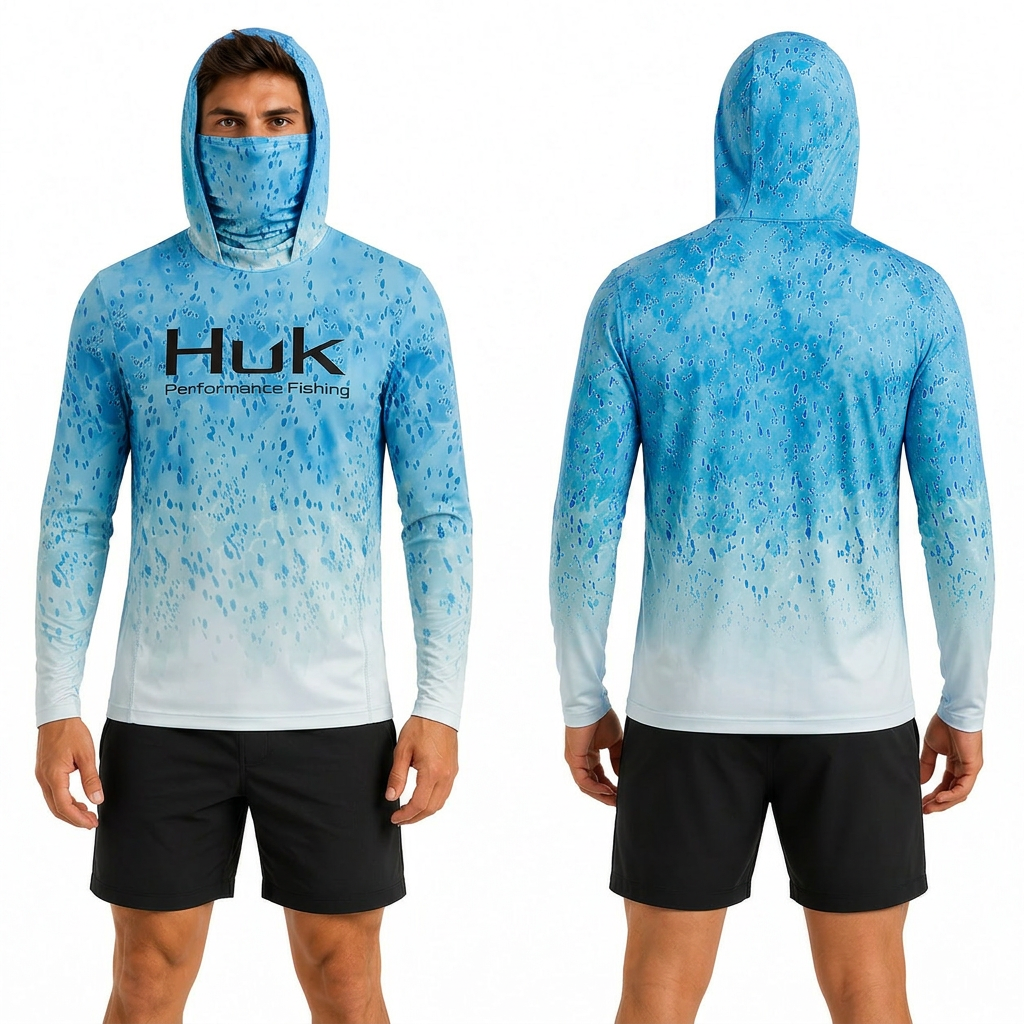 Mahi Blue Hooded performance fishing shirt