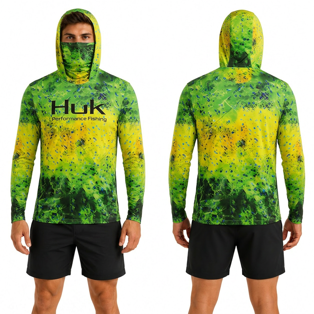 Mahi Yellow Hooded performance fishing shirt