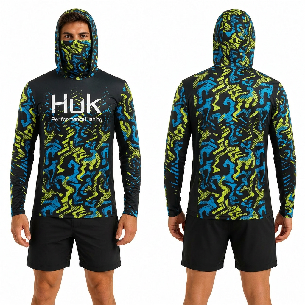 Neon Splash Hooded performance fishing shirt